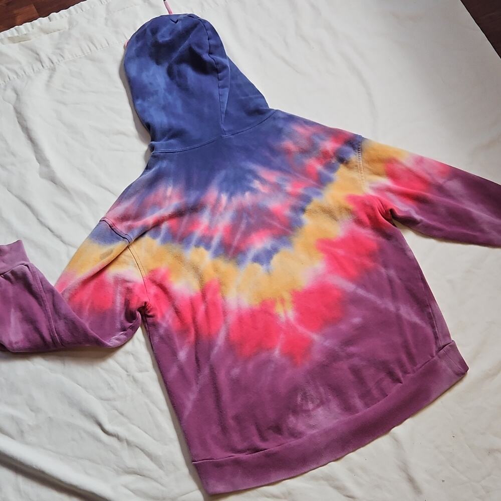 Wild Fable Tie-Dye Pullover Hoodie M 100% Cotton Purple Blue Yellow Red - Picture 5 of 9